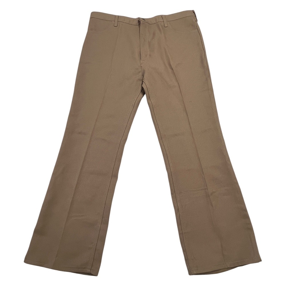 Wrangler Men's Polyester Gabardine Tan Brown Pants Vintage Made in USA Sz 42x30